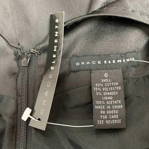 Grace Elements Women's Dress 6 Black Sleeveless with Belt V-Neck NWT - Picture 7 of 8